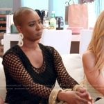 Guerdy’s black crochet knit dress on The Real Housewives of Miami