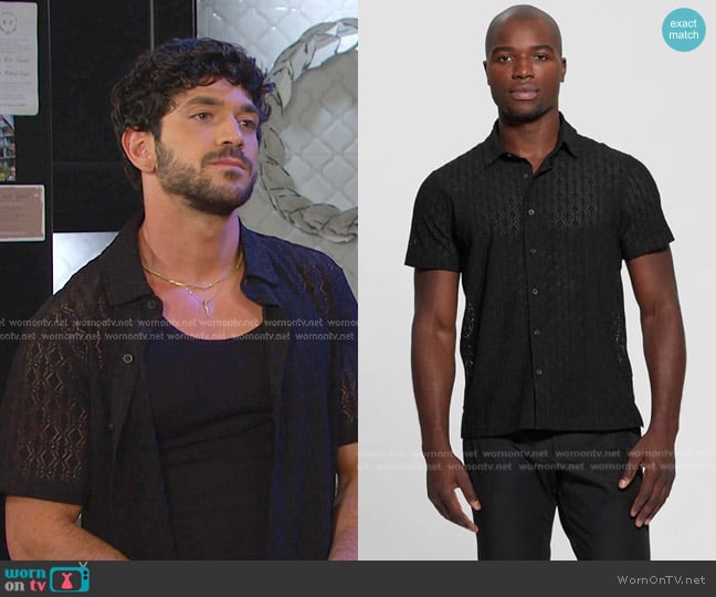 Guess Reeves Perforated Woven Shirt worn by Javi Hernandez (Al Calderon) on Days of our Lives