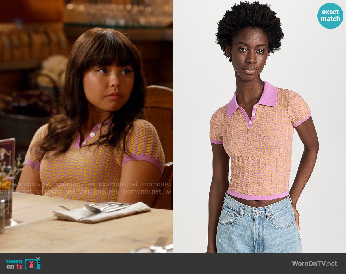 Guest in Residence Gingham Shrunken Polo worn by Norah (Chelsea Clark) on Ginny & Georgia
