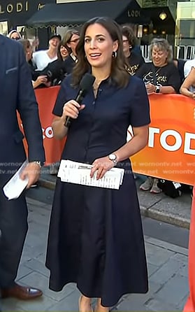 Hallie’s navy short sleeve shirtdress on Today