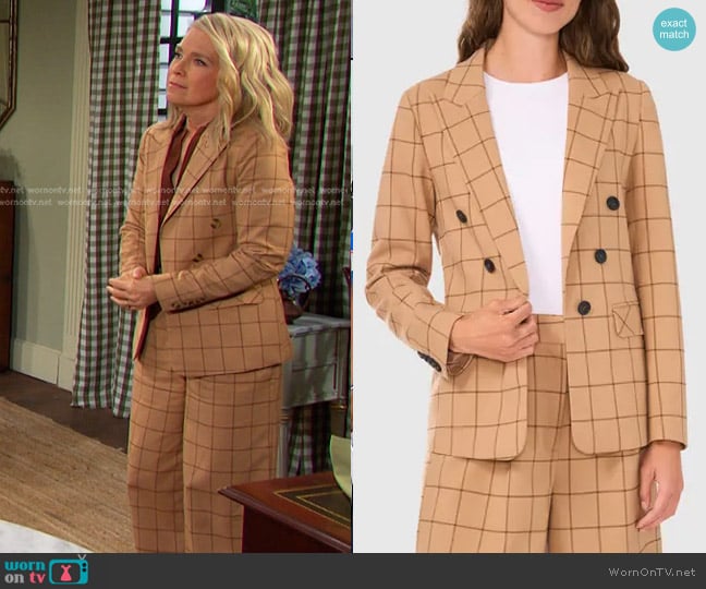 Halogen Windowpane Check Blazer worn by Jennifer Horton (Melissa Reeves) on Days of our Lives