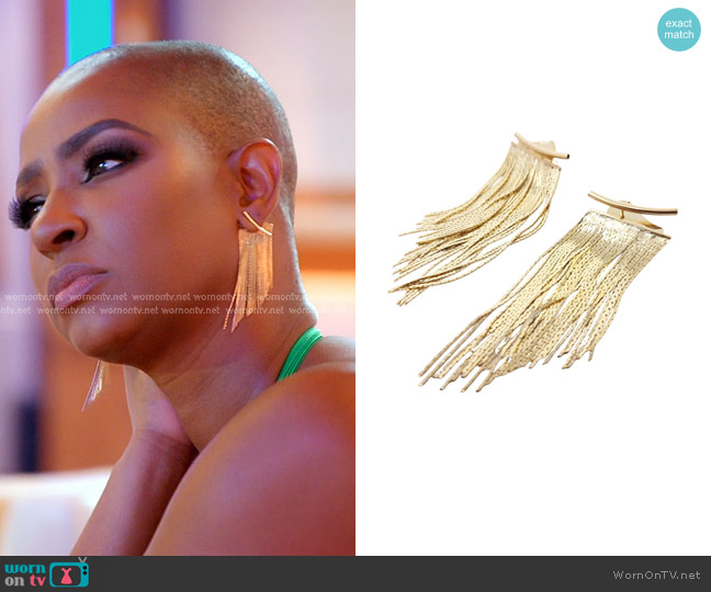 Harfi Gold Plated Waterfall Party Tassel Earrings worn by Guerdy Abraira (Guerdy Abraira) on The Real Housewives of Miami