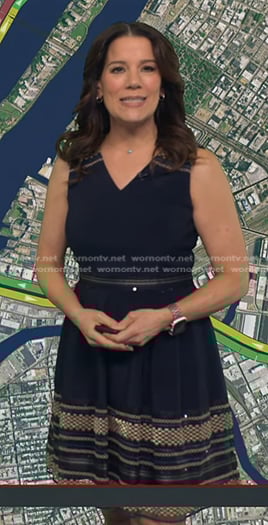 Heather's navy embellished v-neck dress on Good Morning America