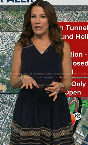 Heather's navy embellished v-neck dress on Good Morning America