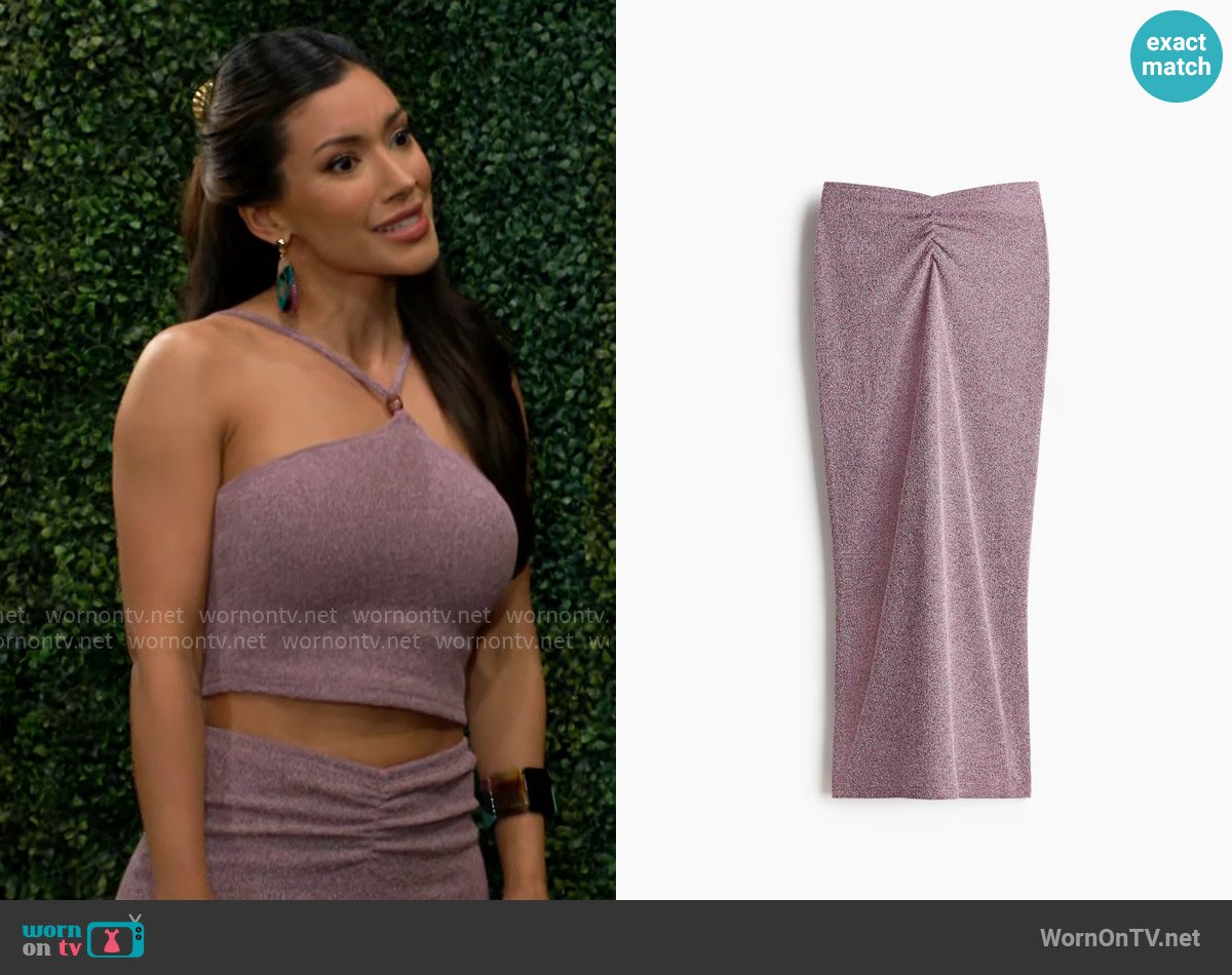 H&M Knit Ruched Detail Skirt worn by Audra Charles (Zuleyka Silver) on The Young and the Restless