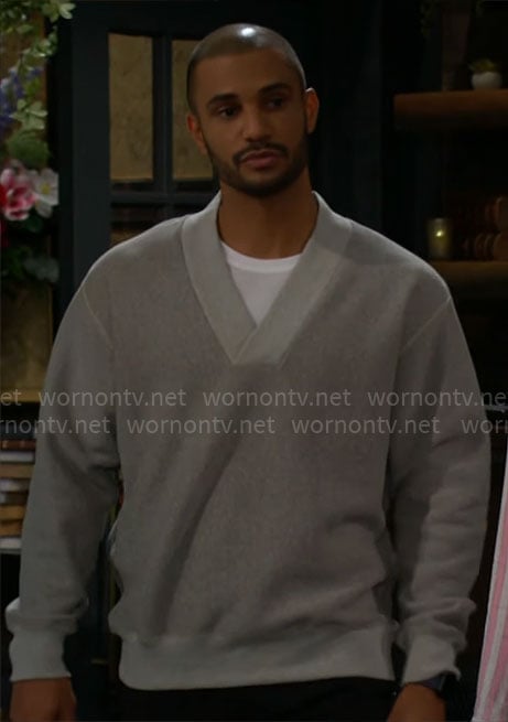 Holden’s grey v-neck sweater on The Young and the Restless