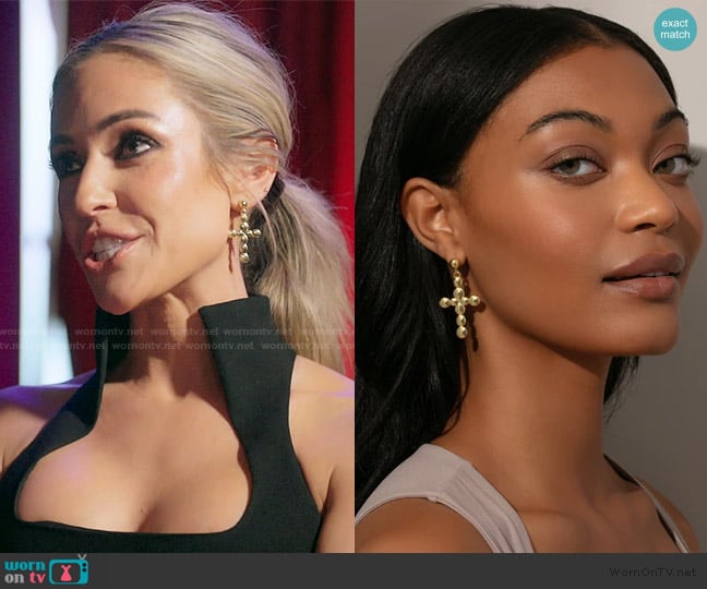 Uncommon James Bubble Cross Earrings worn by Kristin Cavallari on Honestly Cavallari The Headline Tour