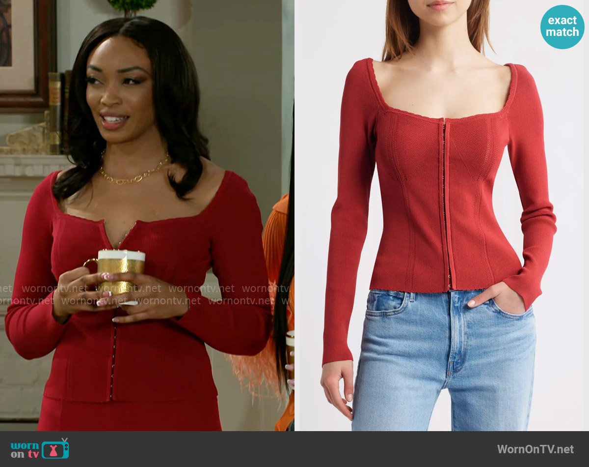 House of CB Agatha Rib Corset Top worn by Madison Montgomery (Kenjah) on Beyond the Gates