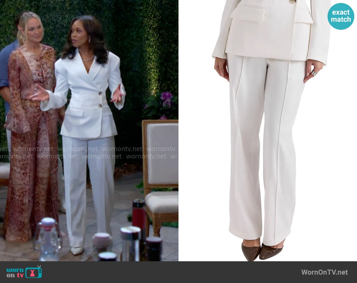 House of CB Hayden Tailored Pants worn by Amanda Sinclair (Mishael Morgan) on The Young and the Restless