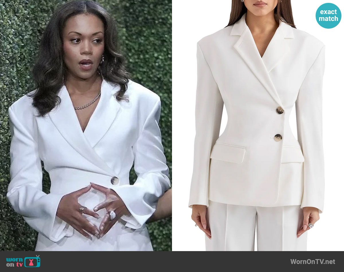 House of CB Hudson Side Button Blazer worn by Amanda Sinclair (Mishael Morgan) on The Young and the Restless