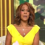 Gayle’s yellow buttoned v-neck dress on CBS Mornings