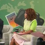 Gayle King’s green and pink ribbed top and skirt set on CBS This Morning