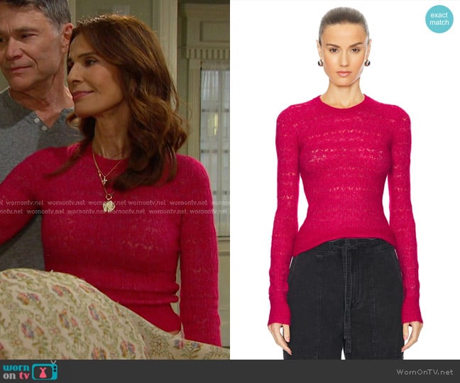 Isabel Marant Etoile Acia Sweater in Raspberry worn by Hope Williams (Kristian Alfonso) on Days of our Lives