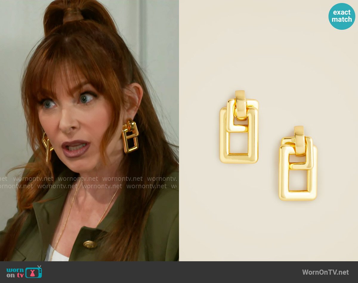 J. Crew Oversized double-square link earrings worn by Pamela Curtis (Cady McClain) on Beyond the Gates