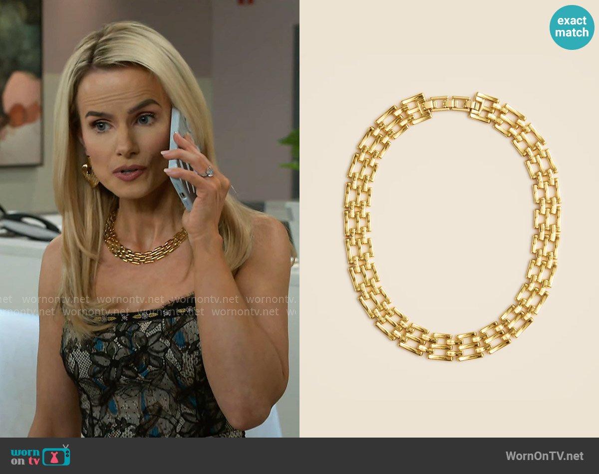 J. Crew Watchband chain necklace worn by Vanessa McBride (Lauren Buglioli) on Beyond the Gates