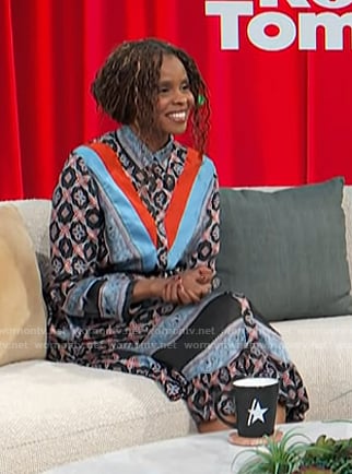 Jacqueline Coley’s mixed print shirtdress on Access Hollywood