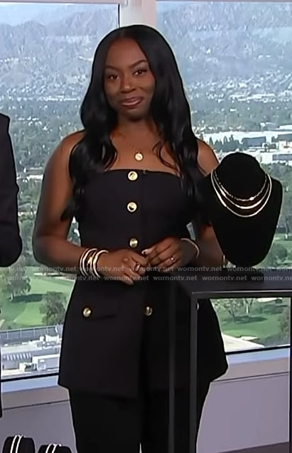 Jade Franks black button vest on E! News