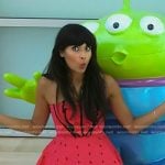 Jameela Jamil’s pink ruffle strapeless mini dress on Today