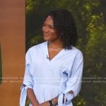 Janai’s blue striped bow sleeve dress on Good Morning America
