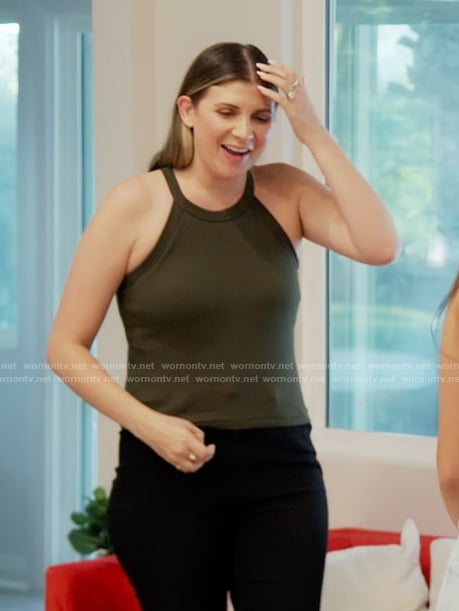 Janet's green halter neck top on The Valley