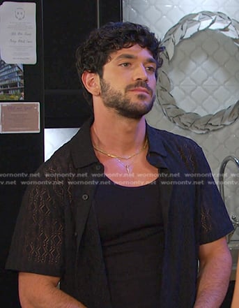 Javi’s black perforated short sleeve shirt on Days of our Lives