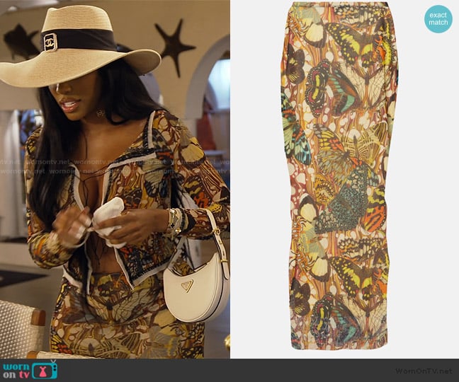 Jean Paul Gaultier Printed mesh maxi skirt worn by Porsha Williams on The Real Housewives of Atlanta