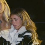 Jen’s black leather jacket with shearling trim on The Secret Lives of Mormon Wives