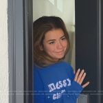 Jen’s blue printed sweatshirt on The Secret Lives of Mormon Wives