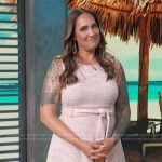 Jene Luciani Sena’s sleeveless knit tie waist dress on Access Hollywood