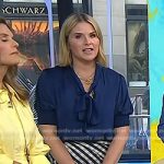 jenna’s navy tie neck top and check skirt on Today