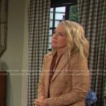 Jeenifer’s beige windowpane blazer and pants on Days of our Lives