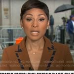 Jericka Duncan’s brown striped-trim blazer on CBS Mornings