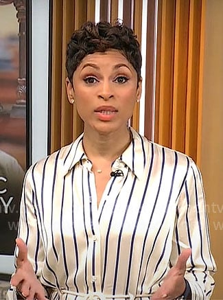 Jericka Duncan’s striped shirtdress on CBS Mornings