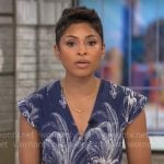 Jericka Duncan’s blue palm tree print dress on CBS Mornings