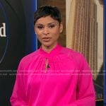 Jericka's pink keyhole blouse on CBS Evening News