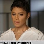 Jericka Duncan’s white shirtdress on CBS Mornings