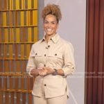 Jess Sims’s beige safari shirt on Good Morning America