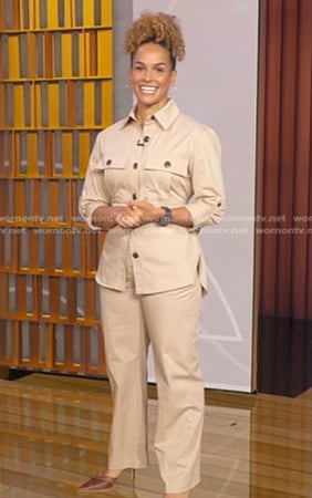 Jess Sims’s beige safari shirt on Good Morning America