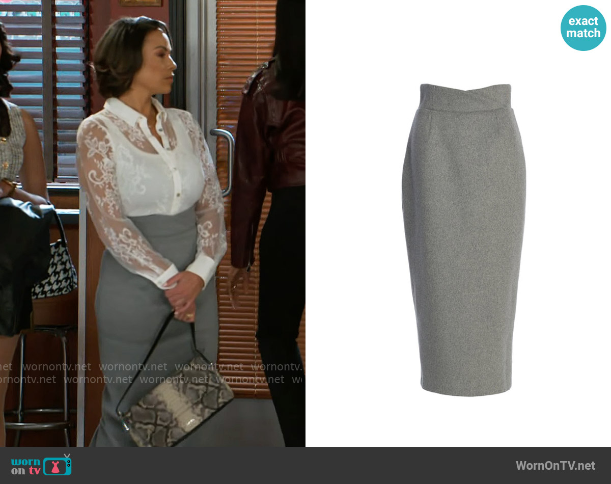 JLuxLabel Grey Nostalgia High Waist Skirt worn by Nicole Dupree Richardson (Daphnee Duplaix) on Beyond the Gates