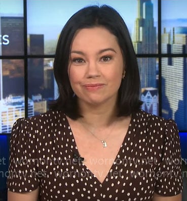 Jo Ling Kent's brown dotted print dress on CBS Mornings