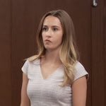 Josslyn’s plaid v-neck sheath dress on General Hospital