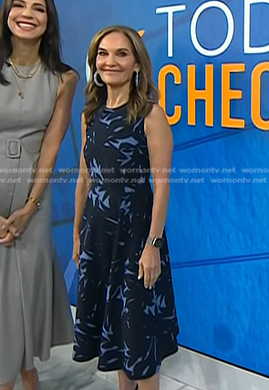 Joy’s navy print sleeveless dress on Today