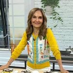Joy’s yellow graphic print cardigan on Today