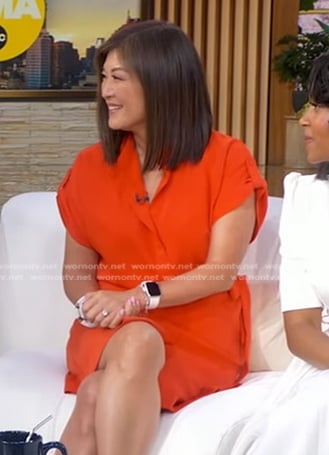 Juju’s orange tie waist dress on Good Morning America