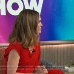 Julia Stiles’s red asymmetric dress on The Kelly Clarkson Show