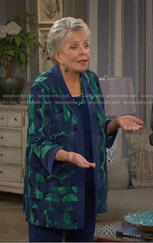 Julie's blue and green print jacket on Days of our Lives