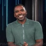 Justin’s green half zip knit polo on E! News