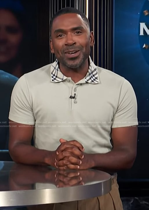 Justin's plaid collar polo on E! News