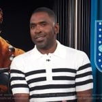 Justin’s white striped polo on E! News