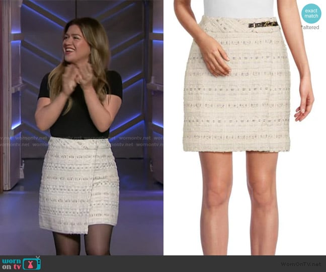 Karl Lagerfeld Tweed Mini Skirt worn by Kelly Clarkson on The Kelly Clarkson Show